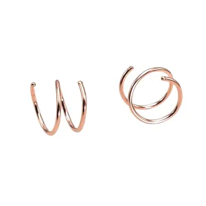 14k Rose Gold Filled Double Twist Hoop Earrings for Single Piercing/Small Spiral Cartilage Hoop Illusion Earrings for Women.