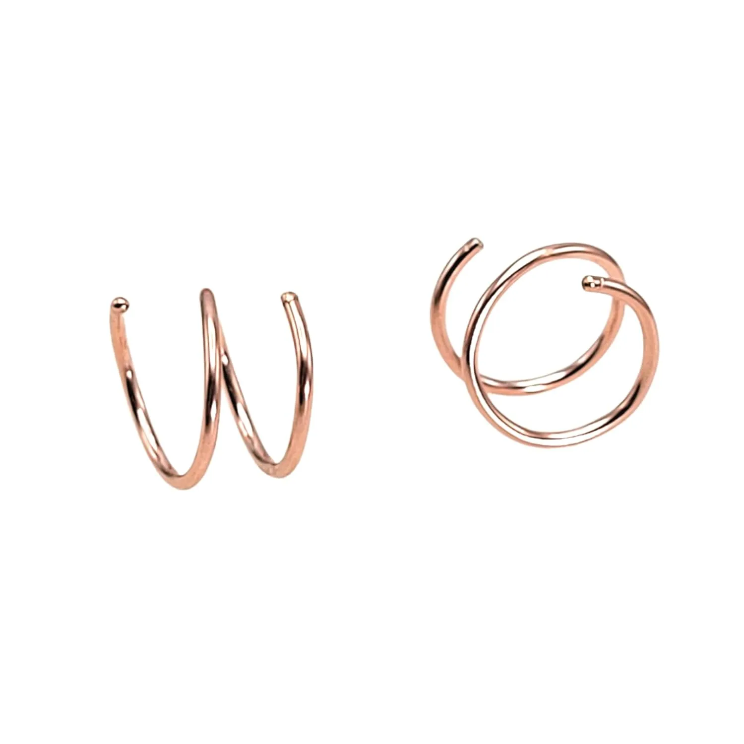 14k Rose Gold Filled Double Twist Hoop Earrings for Single Piercing/Small Spiral Cartilage Hoop Illusion Earrings for Women.