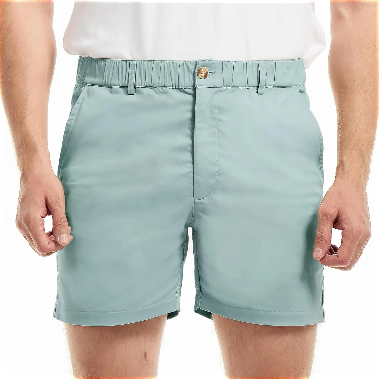 AIMPACT Mens Casual Cotton Shorts Classic Fit Elastic Waistband Casual Shorts 5.5 Inch Inseam with Pockets