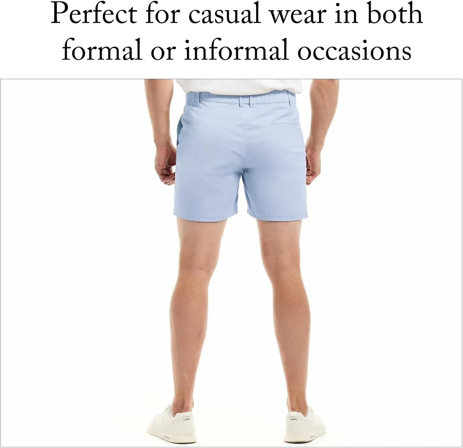 AIMPACT Mens Casual Cotton Shorts Classic Fit Elastic Waistband Casual Shorts 5.5 Inch Inseam with Pockets