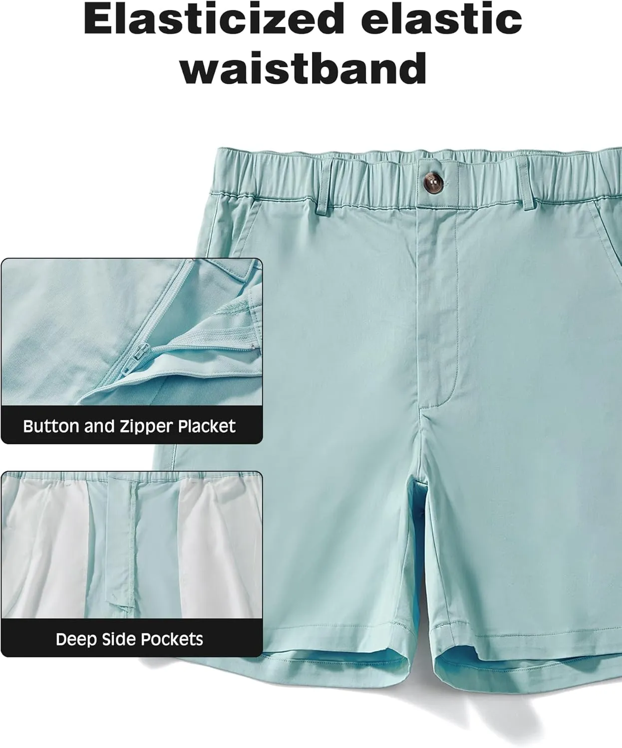 AIMPACT Mens Casual Cotton Shorts Classic Fit Elastic Waistband Casual Shorts 5.5 Inch Inseam with Pockets