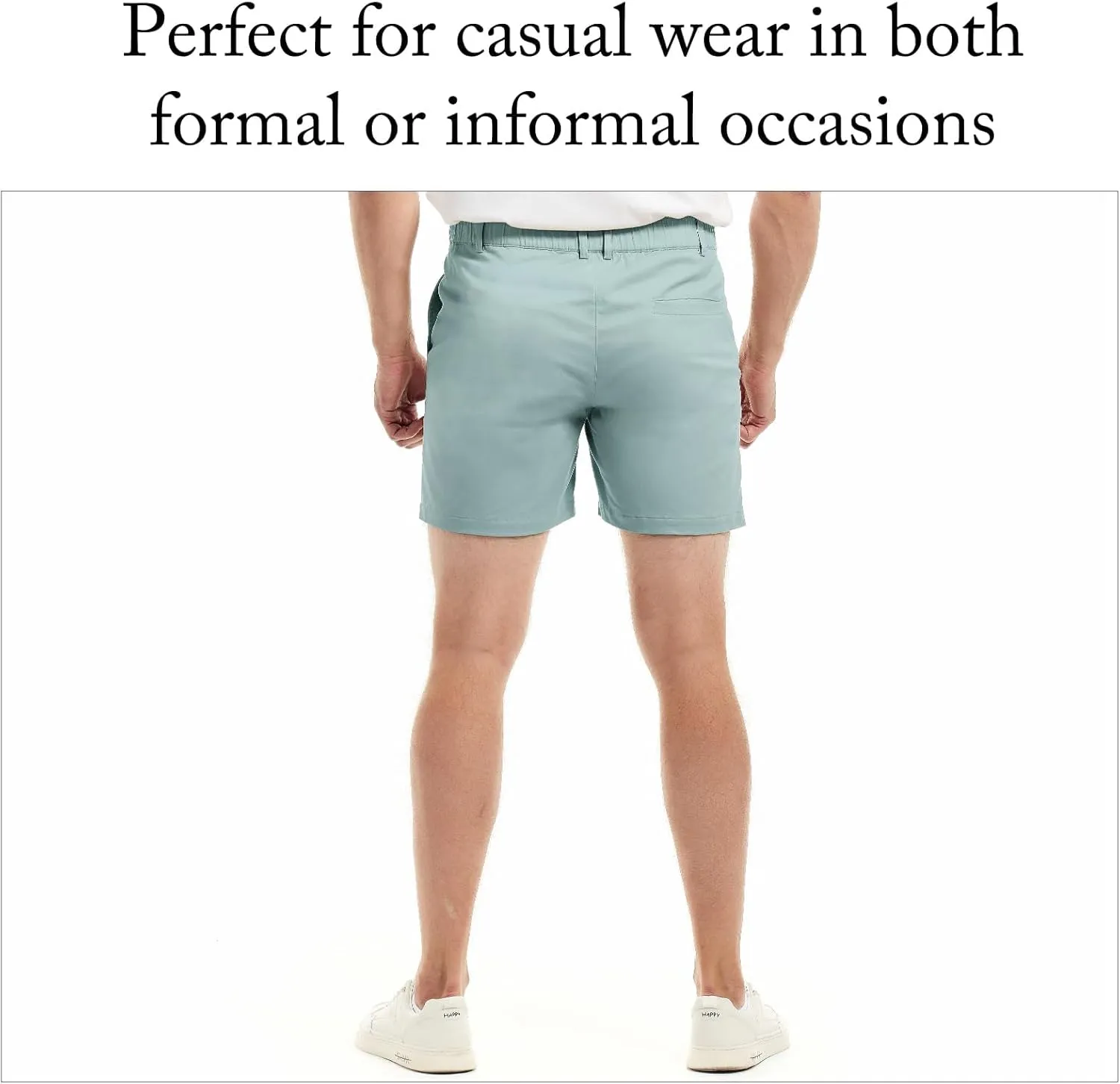 AIMPACT Mens Casual Cotton Shorts Classic Fit Elastic Waistband Casual Shorts 5.5 Inch Inseam with Pockets