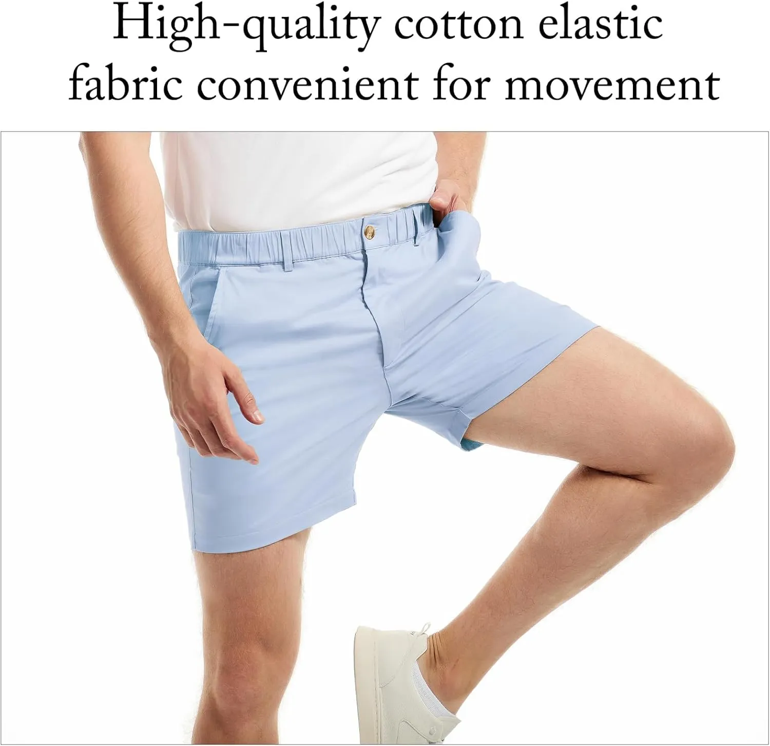 AIMPACT Mens Casual Cotton Shorts Classic Fit Elastic Waistband Casual Shorts 5.5 Inch Inseam with Pockets