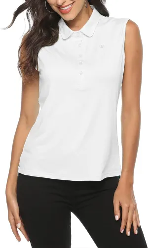 AIRIKE Golf Polo Shirts for Women Sleeveless Summer Sports Athletic Fashionable Workwear-Quick Dry Womens Tank Tops