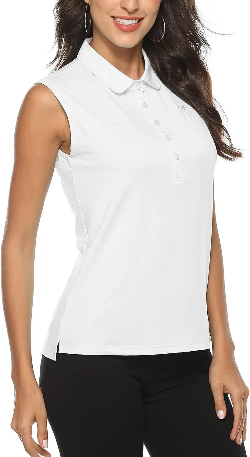 AIRIKE Golf Polo Shirts for Women Sleeveless Summer Sports Athletic Fashionable Workwear-Quick Dry Womens Tank Tops