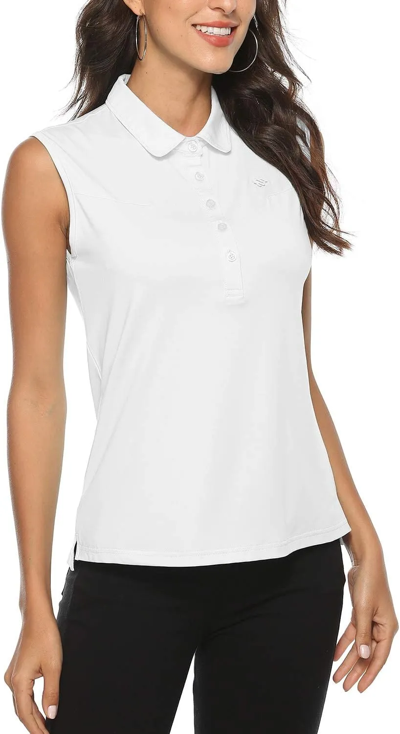 AIRIKE Golf Polo Shirts for Women Sleeveless Summer Sports Athletic Fashionable Workwear-Quick Dry Womens Tank Tops