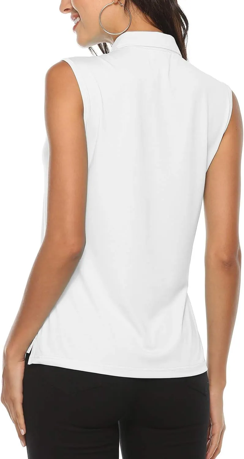 AIRIKE Golf Polo Shirts for Women Sleeveless Summer Sports Athletic Fashionable Workwear-Quick Dry Womens Tank Tops