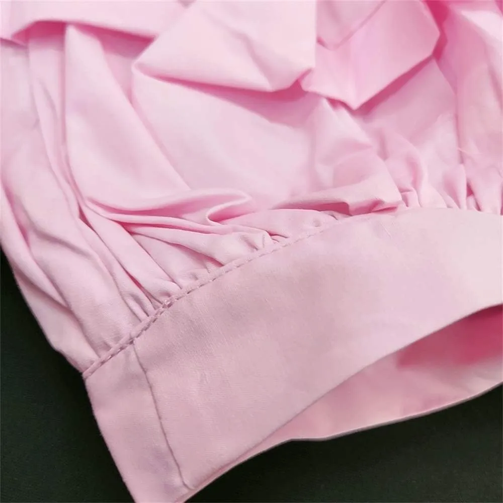 AOMEI Women Spring Summer Blouses with Puff Sleeve Sashes Shirts Tops