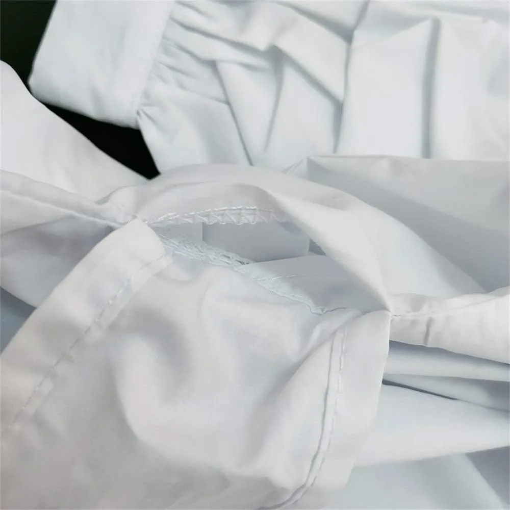 AOMEI Women Spring Summer Blouses with Puff Sleeve Sashes Shirts Tops