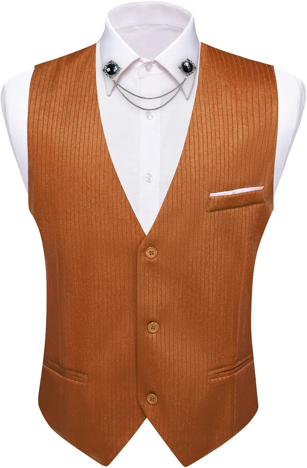 Barry.Wang Men's Suit Vest Business Formal Waistcoat Stripe/Plaid Classic Bowtie Set Wedding Party Business