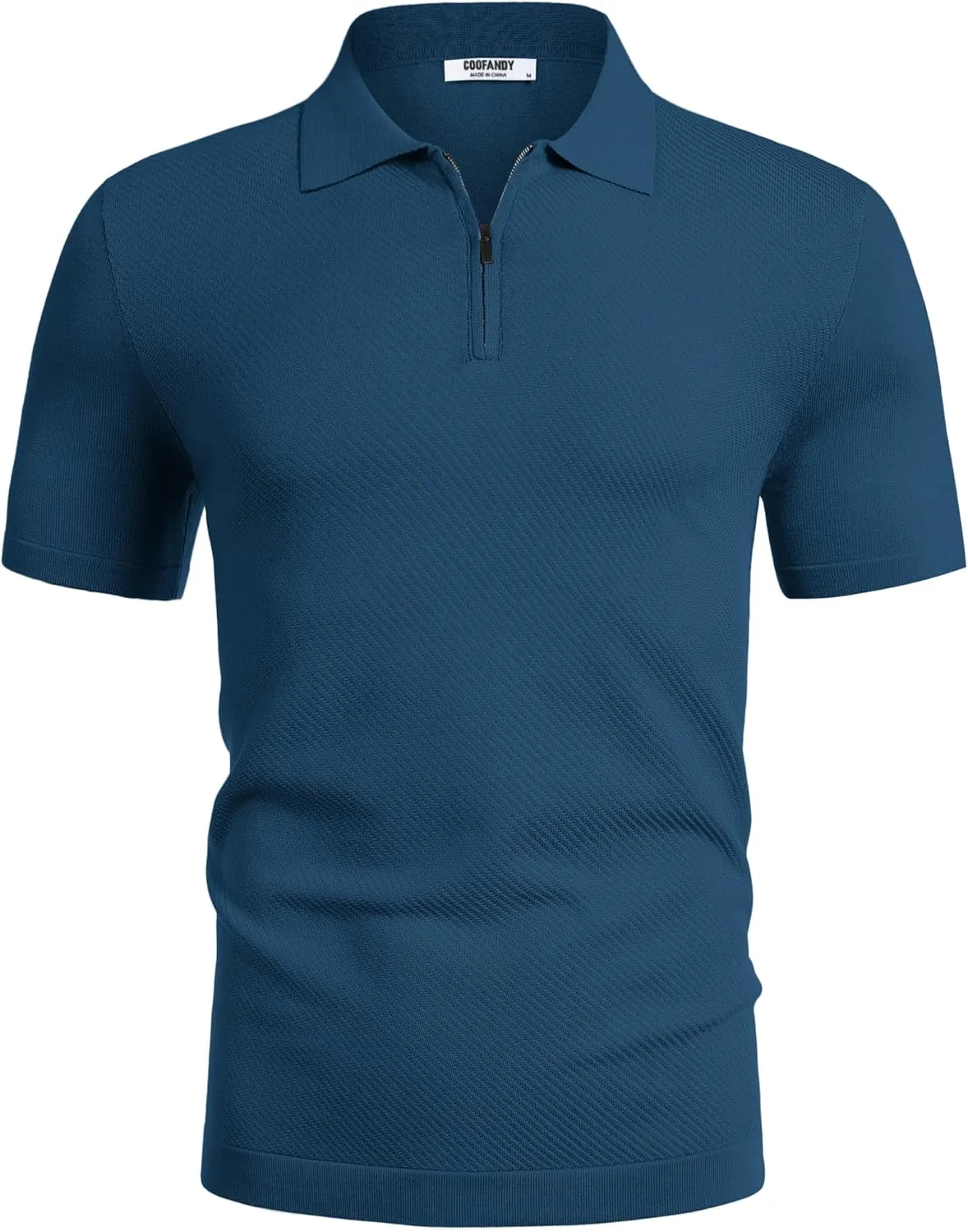 COOFANDY Men's Zipper Polo Shirts Short Sleeve Knit Polo T Shirt Casual Golf Polos for Men