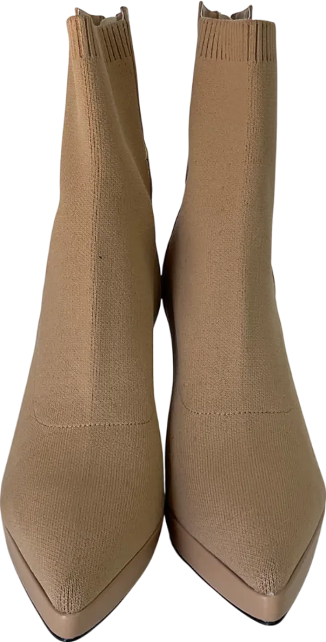 cosy island Beige Minimalist Pointed Toe Sock Ankle Boots UK 11 EU 45 👞