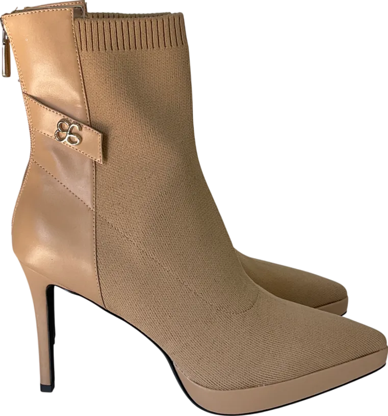 cosy island Beige Minimalist Pointed Toe Sock Ankle Boots UK 11 EU 45 👞