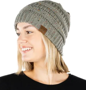 Funky Junque Premium Women's Cable Knit Winter Beanie Hat - Thick Warm Cozy - Classic Colors, Spring Pastels, Faded Blends