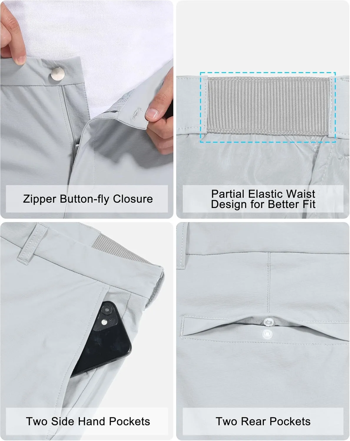 Golf Pants for Men Stretch Dress 30"/32"/34" Pants Quick Dry Lightweight Slacks Trousers for Business Casual Travel