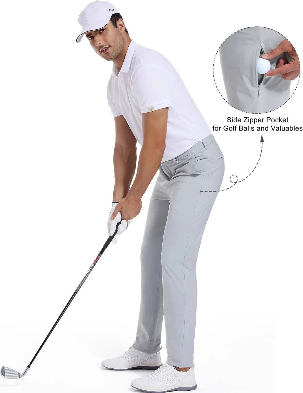 Golf Pants for Men Stretch Dress 30"/32"/34" Pants Quick Dry Lightweight Slacks Trousers for Business Casual Travel