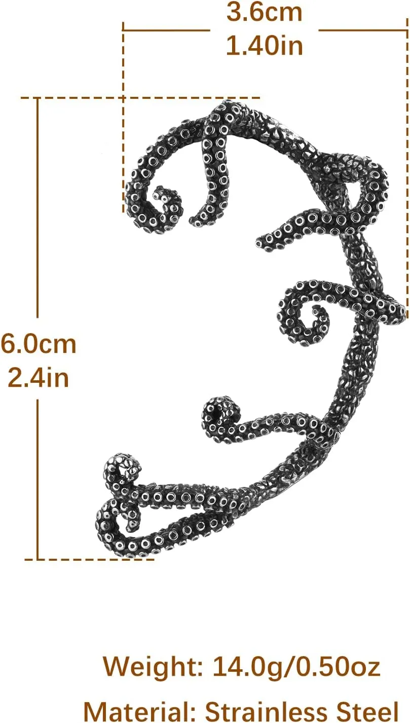 HZMAN Stainless Steel Ear Cuff Earrings for Women Piercing Men Stud Dragon Punk Wrap