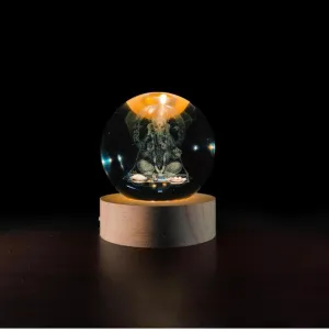 laxmi Prompt India 3D Lord Ganesh Ji Crystal Ball Night Lamp – USB Colorful LED Table Decor with Wooden Base for Home, Office, Bedroom (Lord Ganesh Ji Design)