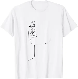 Line Art Aesthetic Face Minimalist Abstract Novelty T-Shirt