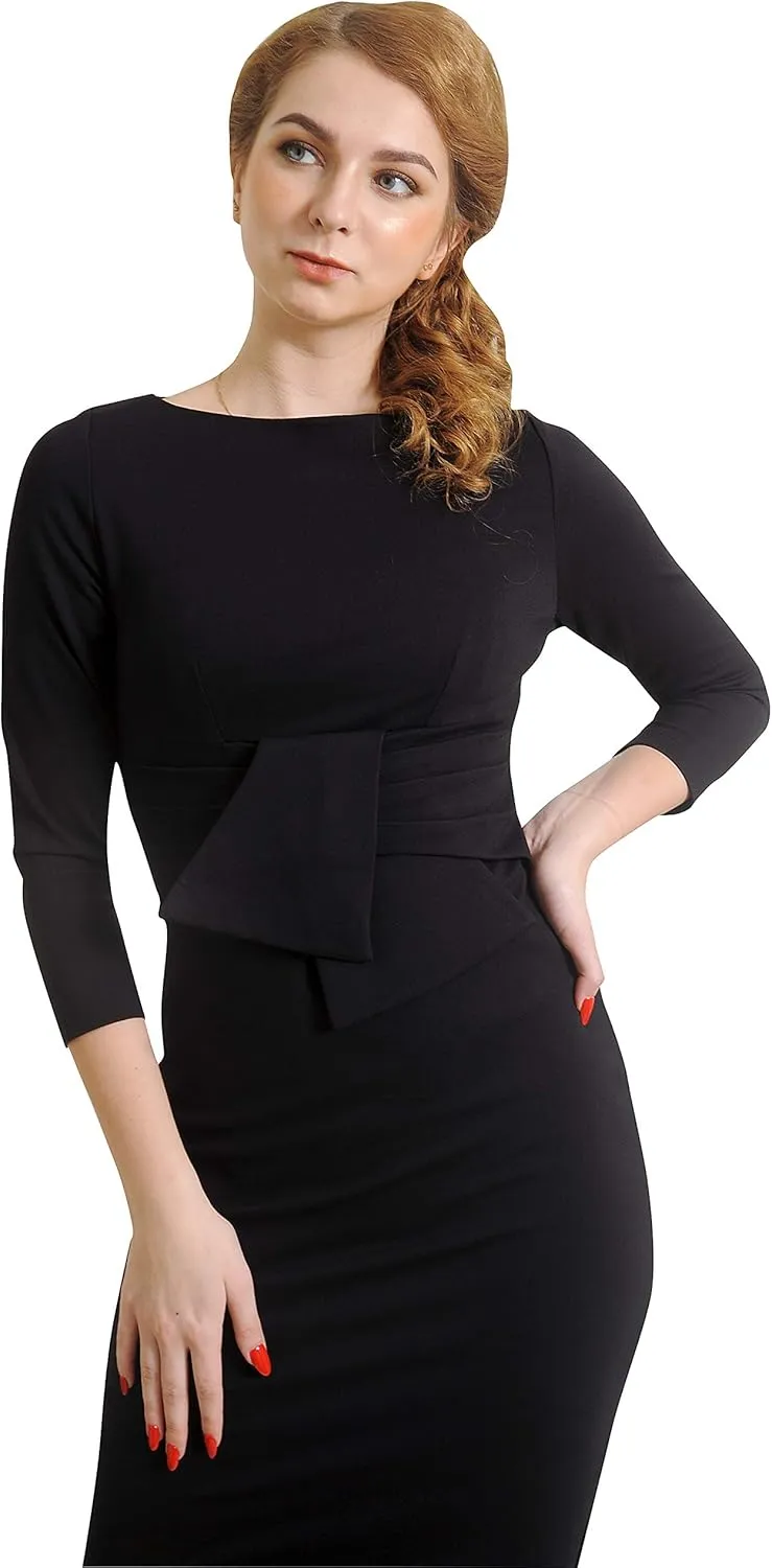Marycrafts Women's Work Office Business Square Neck Sheath Midi Dress