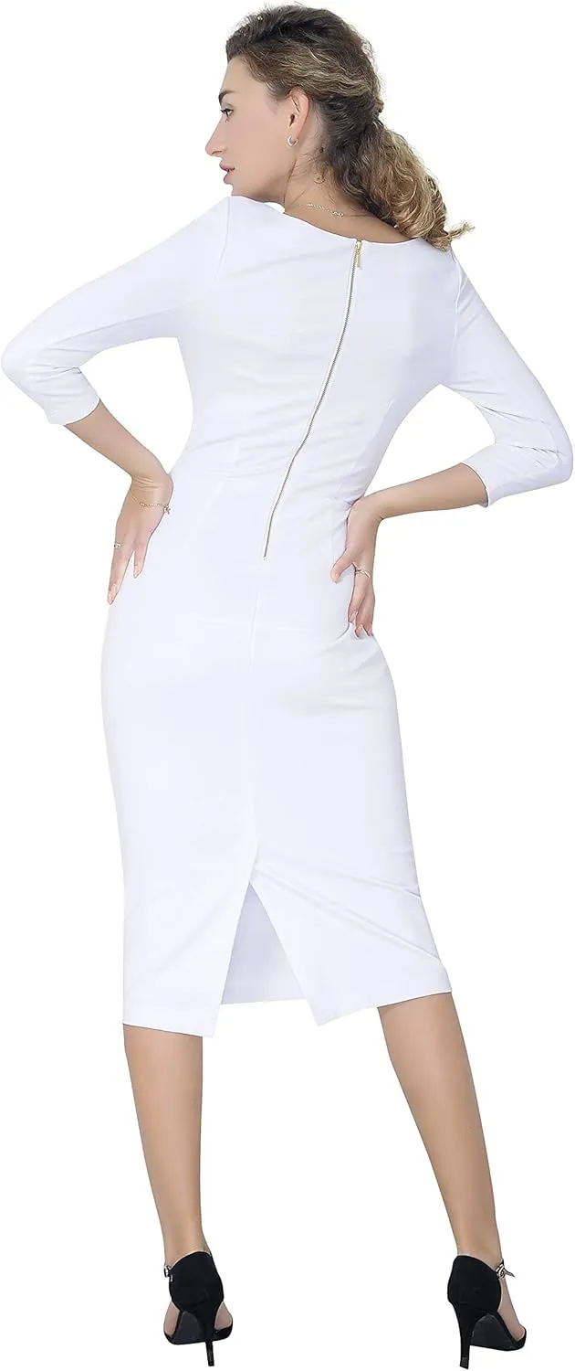 Marycrafts Women's Work Office Business Square Neck Sheath Midi Dress