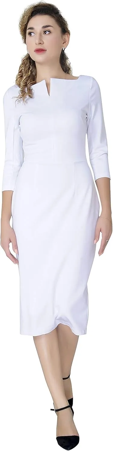 Marycrafts Women's Work Office Business Square Neck Sheath Midi Dress
