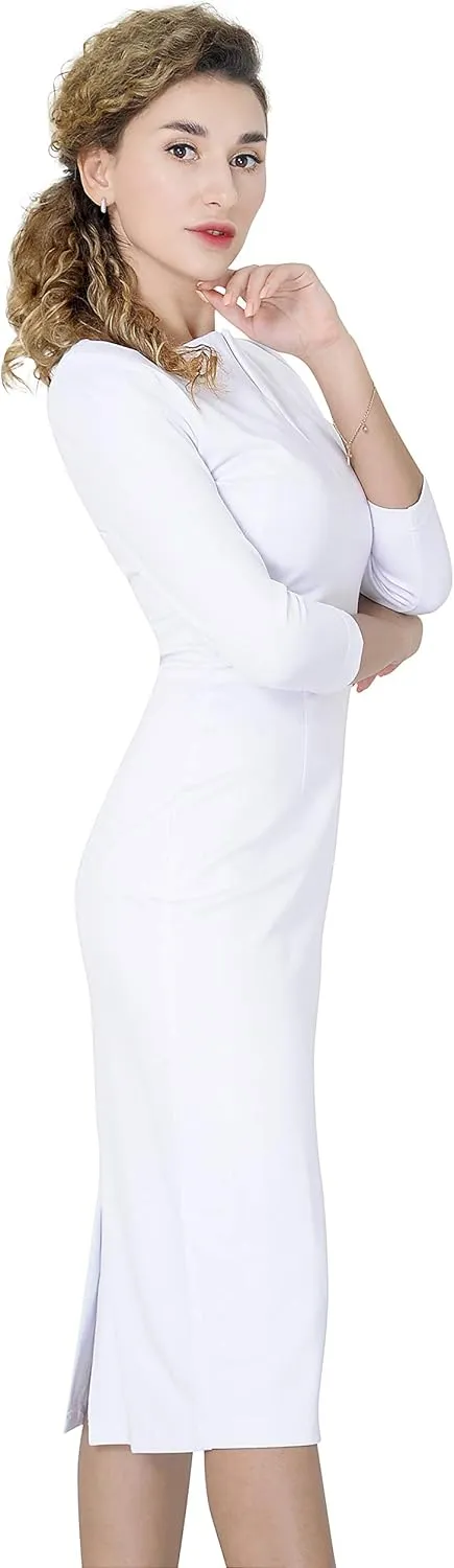 Marycrafts Women's Work Office Business Square Neck Sheath Midi Dress