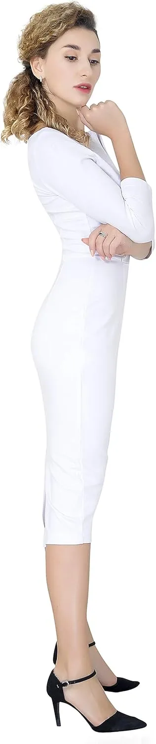 Marycrafts Women's Work Office Business Square Neck Sheath Midi Dress
