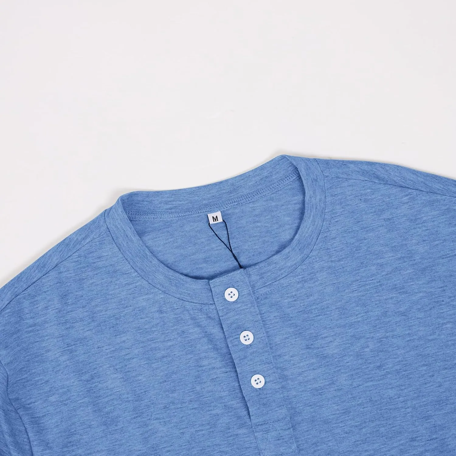 Men's Casual Henley Shirts Long Sleeve Casual Basic T Shirt Soild Button Tee Top