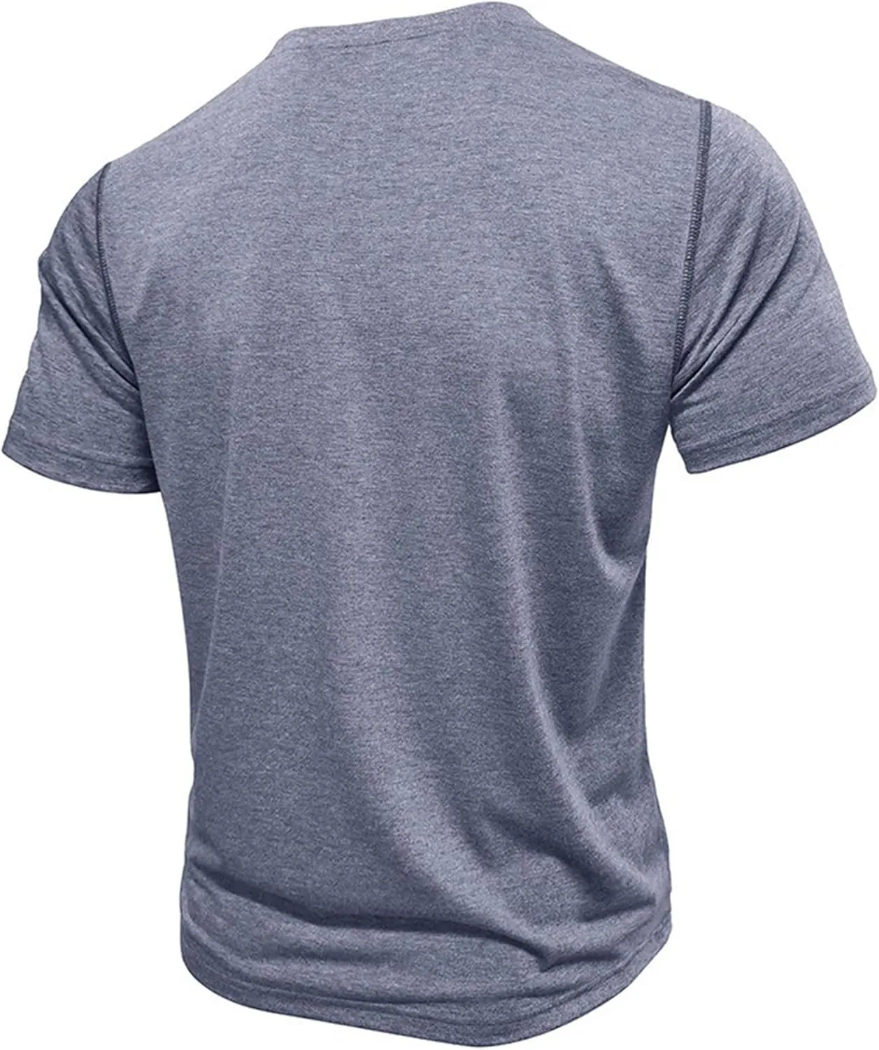 Men's Solid Crew Neck Vintage Outdoor T-Shirts Loose Fit Casual Henley Outdoor Tee Classic Stretch Summer Tee Shirts