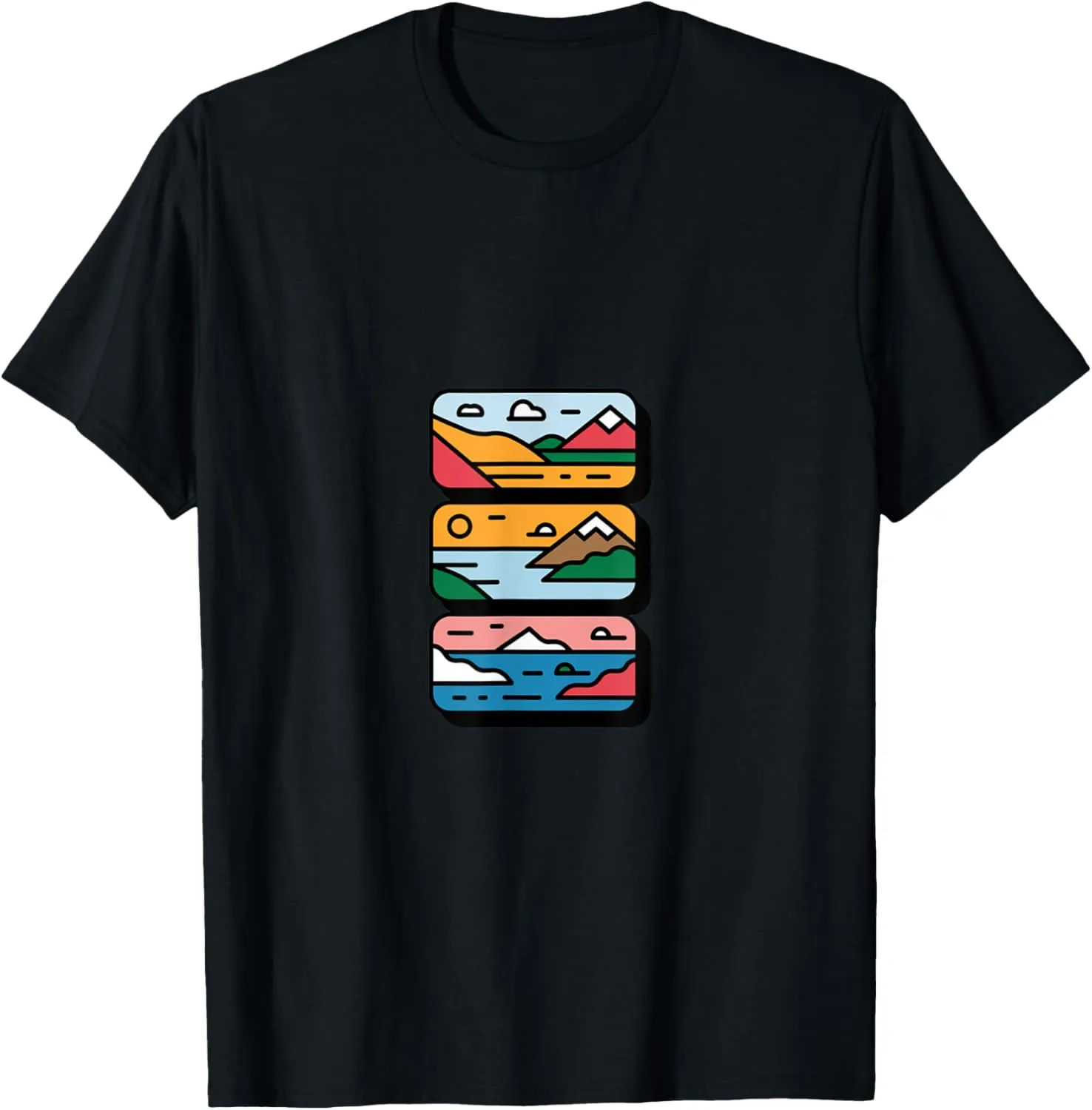 minimalist landscape scenes-desert mountain ocean- T-Shirt