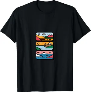minimalist landscape scenes-desert mountain ocean- T-Shirt