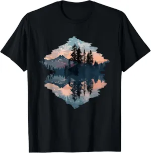 Mountain Landscape Reflection Forest Trees Outdoor Wildlife T-Shirt