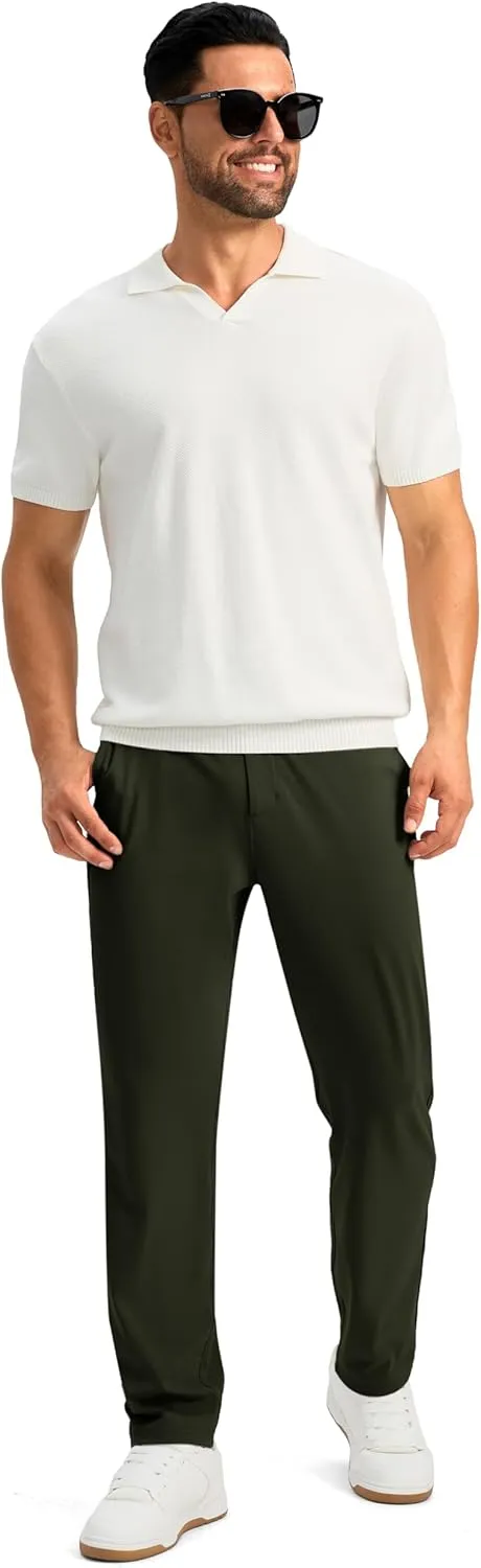 Soothfeel Men's Golf Pants with 5 Pockets Slim Fit Stretch Sweatpants Casual Travel Dress Work Pants for Men