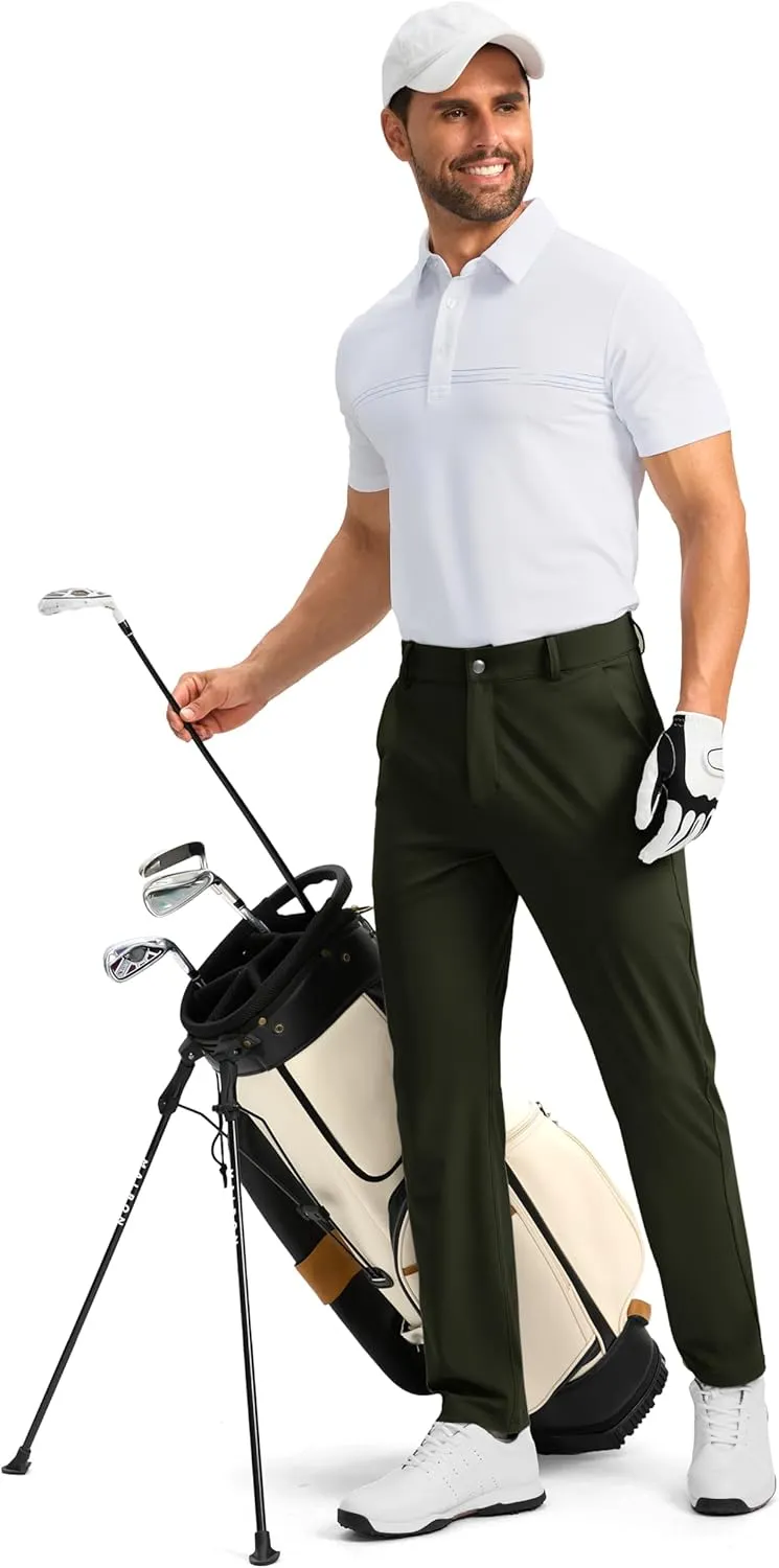 Soothfeel Men's Golf Pants with 5 Pockets Slim Fit Stretch Sweatpants Casual Travel Dress Work Pants for Men