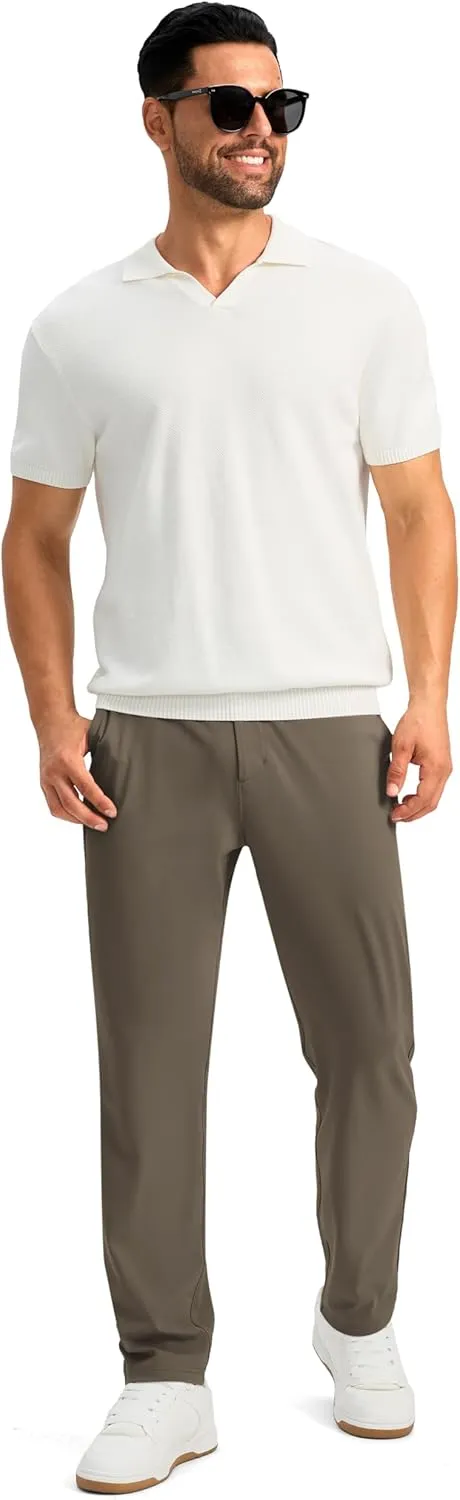 Soothfeel Men's Golf Pants with 5 Pockets Slim Fit Stretch Sweatpants Casual Travel Dress Work Pants for Men