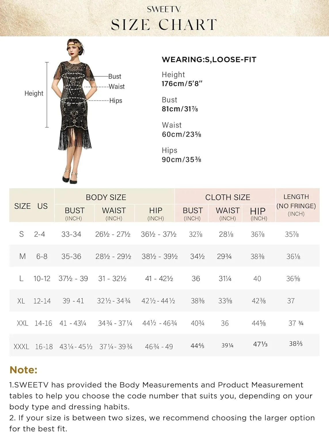 SWEETV Great Gatsby Lace Neck Flapper Dress - 1920s Dress for Women With Sleeve - Roaring 20s Costume
