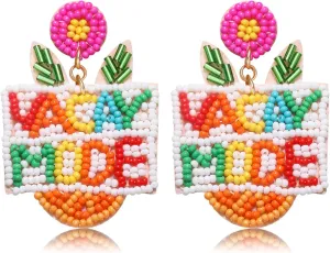 VACAY MODE Earrings Summer Pineapple Beaded Earrings Colorful Pineapple Earrings Statement Summer Beach Jewelry Gifts