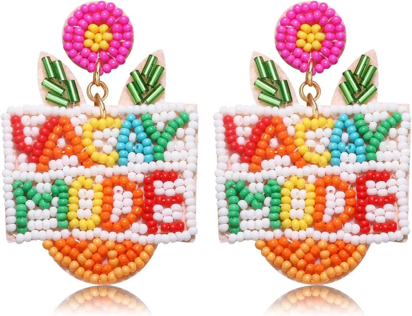 VACAY MODE Earrings Summer Pineapple Beaded Earrings Colorful Pineapple Earrings Statement Summer Beach Jewelry Gifts