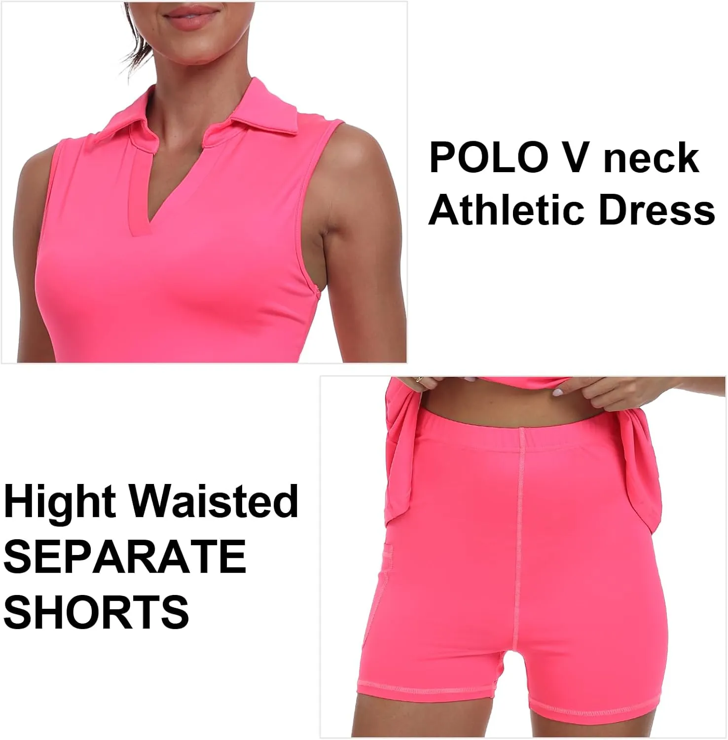 Womens Two Piece Tennis Golf Dress UPF 50  Active Athletic Exercise Sports Wear Dresses for Women with Pocket Separate Shorts