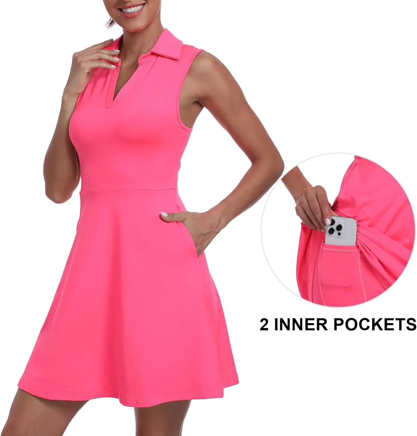 Womens Two Piece Tennis Golf Dress UPF 50  Active Athletic Exercise Sports Wear Dresses for Women with Pocket Separate Shorts